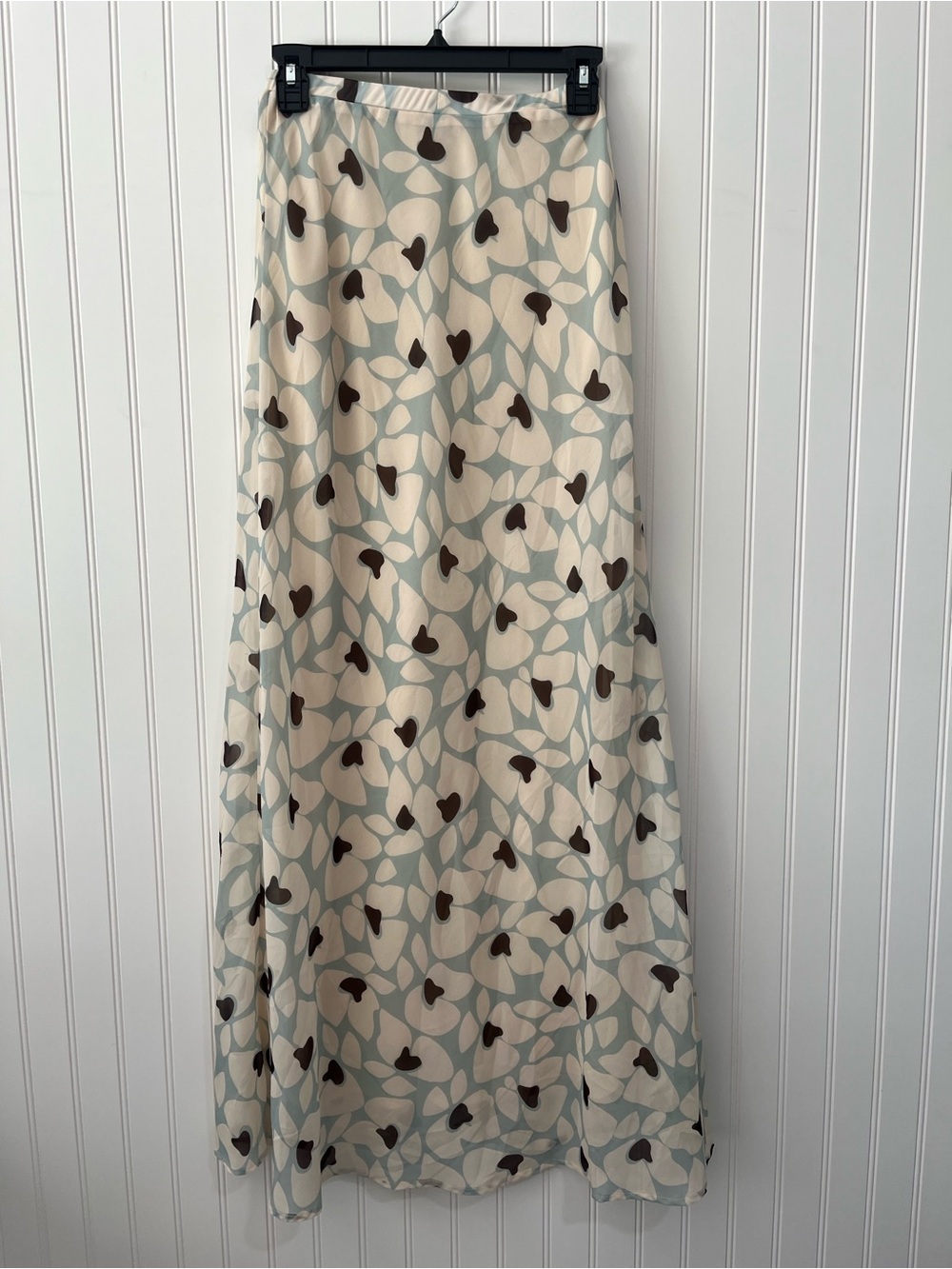Printed Drawstring Midi Skirt in Cream and Light Blue - Picture 8 of 10